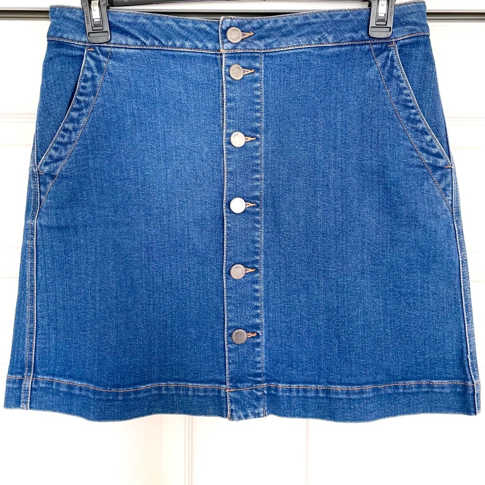 LOFT Botton Front Denim Skirt